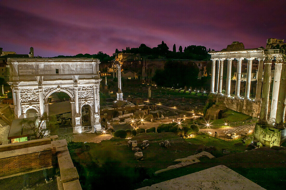  Roman Forum at night, Rome, Italy 