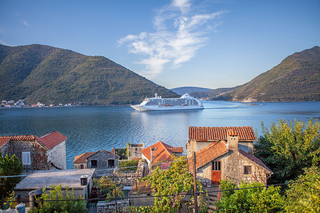  Cruise ship in the Bay of Kotor, Perast, Montenegro 