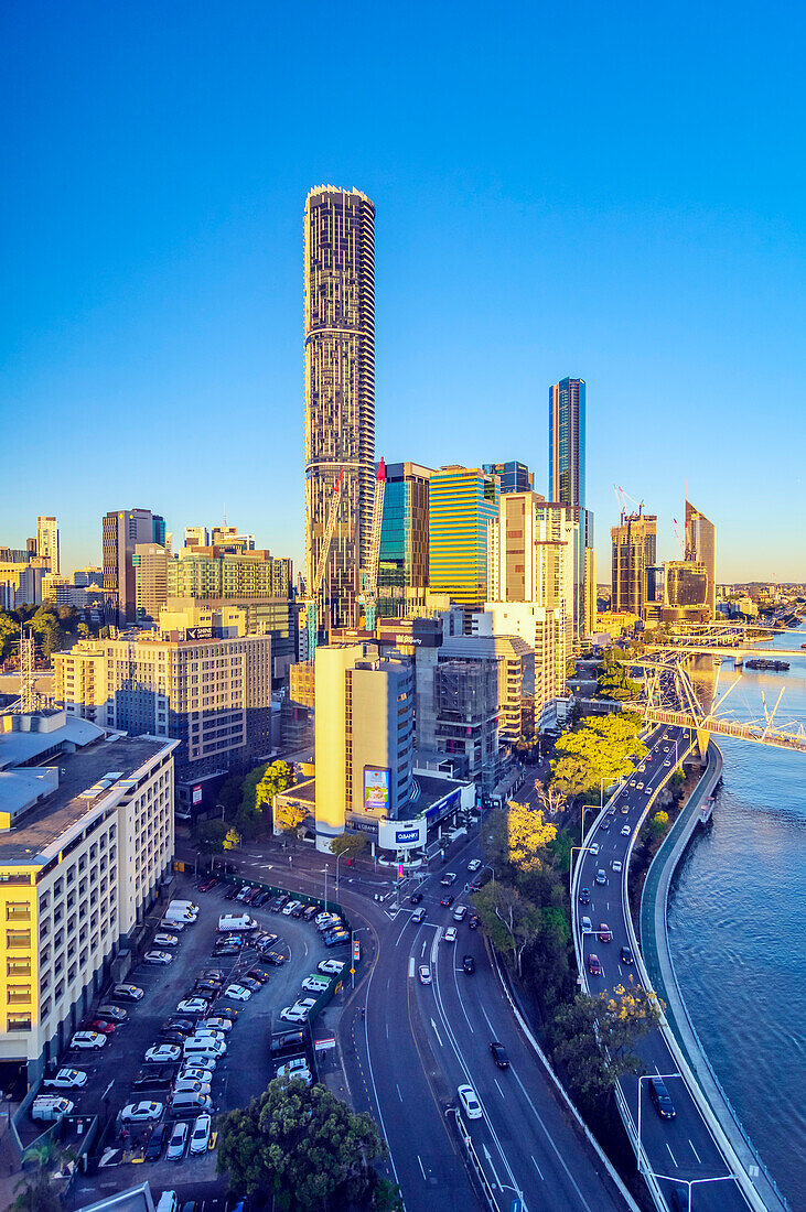 Skyline am Brisbane River, Brisbane, Hauptstadt von Queensland, Australien