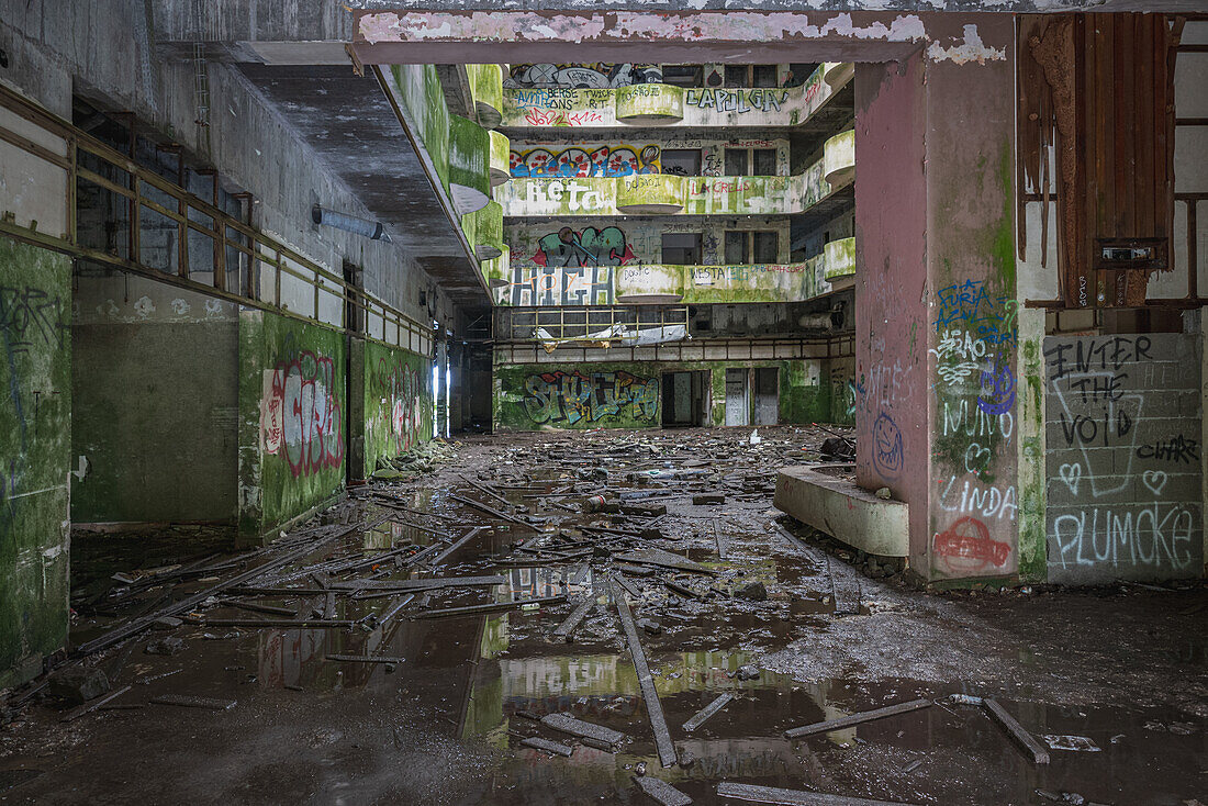  Inside the ruins of the Monte Palace Hotel on the Azores island of Sao Miguel. 