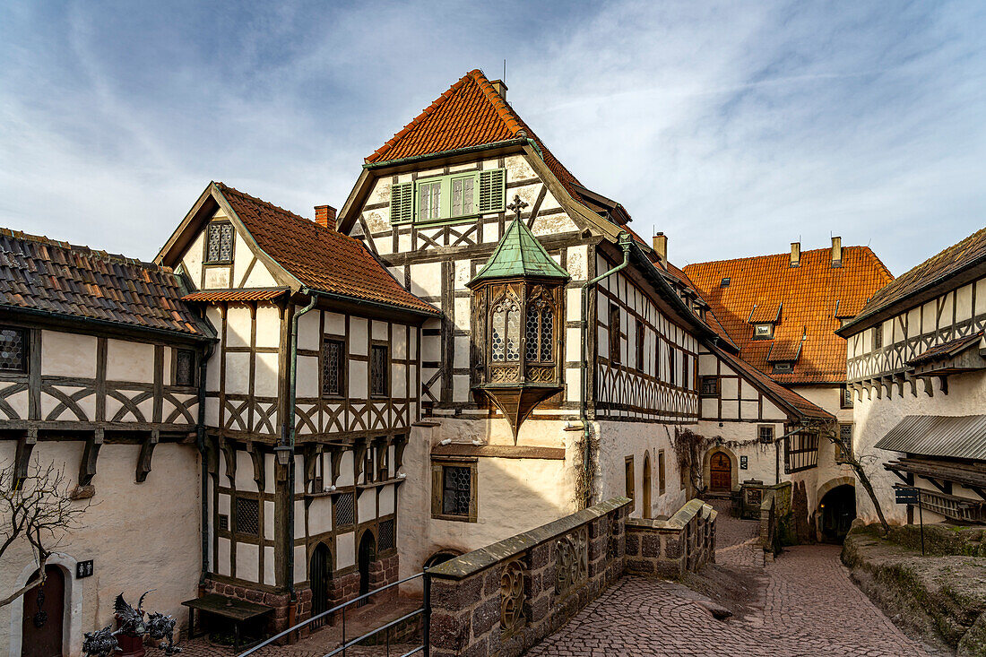 Vogtei mit dem Nürnberger Erker, Wartburg, UNESCO Welterbe in Eisenach, Thüringen, Deutschland 