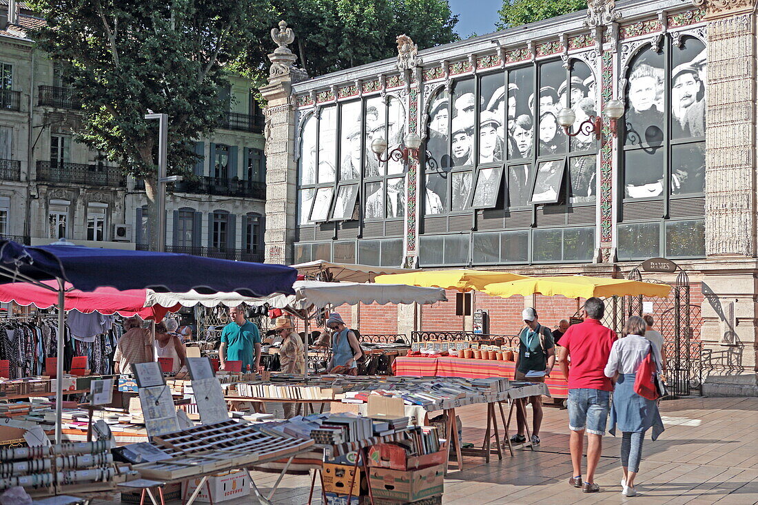  Facade of the Narbonne covered market, Occitania, France 