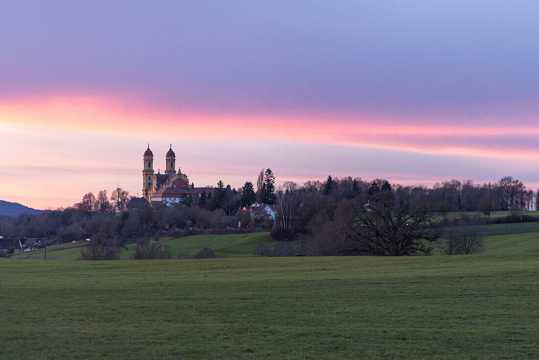 Abendrot bei Ellwangen, Ostalbkreis, Schwäbische Alb, Baden-Württemberg, Deutschland, Europa