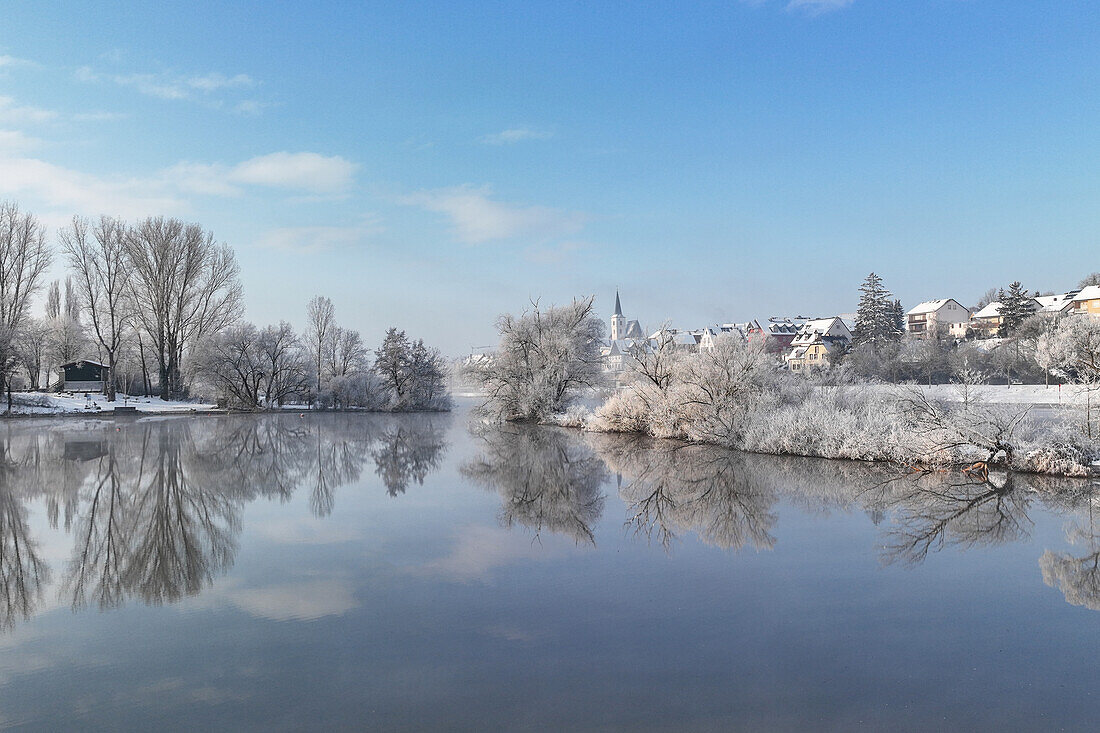  Winter in the Main Valley, Obereisenheim, Eisenheim, Würzburg, Lower Franconia, Franconia, Bavaria, Germany, Europe 