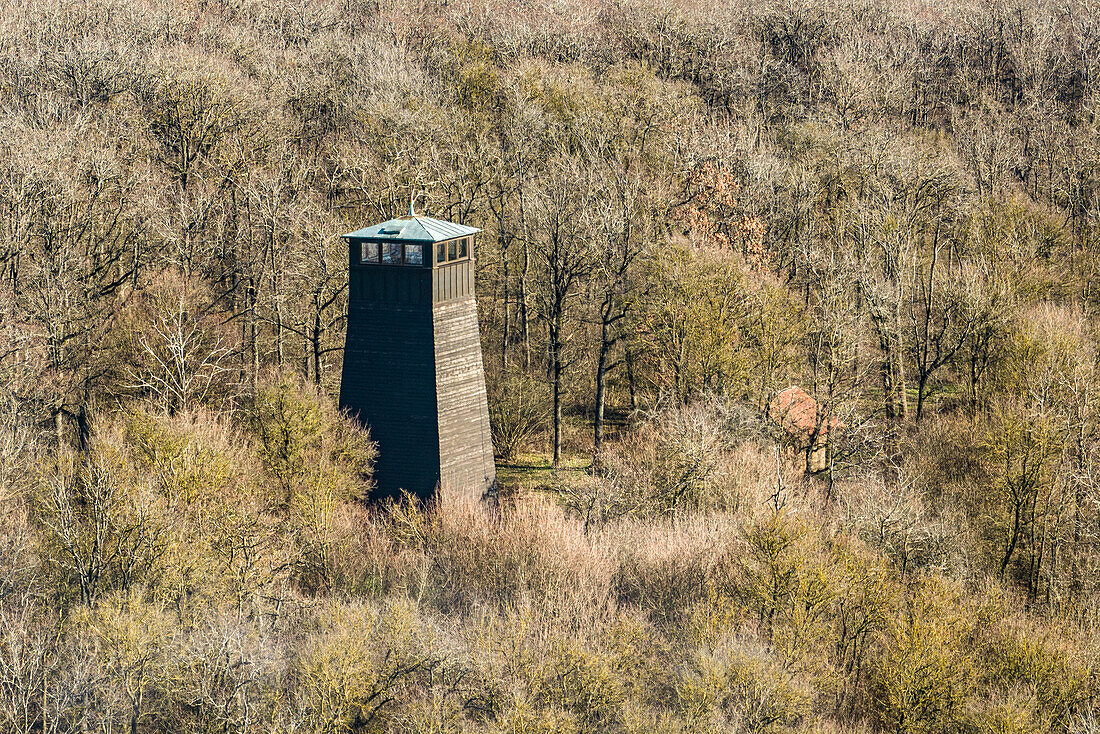  The observation tower on the Bullenheimer Berg, Steigerwald, Bullenheim, wine paradise, Middle Franconia, Franconia, Bavaria, Germany, Europe 