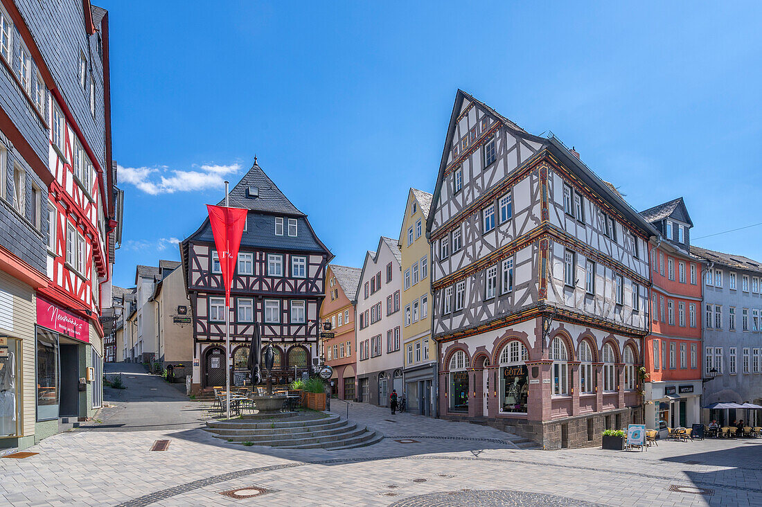 Historische Häuser am Eisenmarkt, Wetzlar, Westerwald, Lahntal, Taunus, Hessen, Deutschland