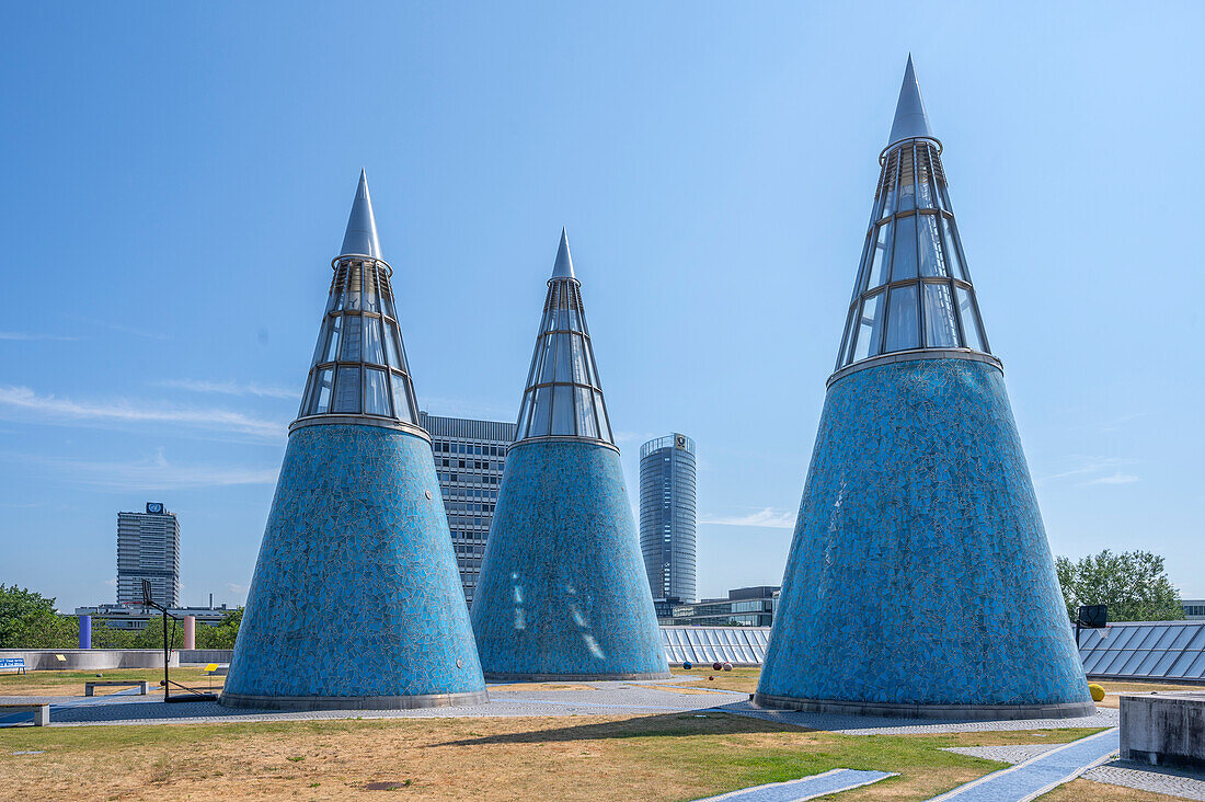  Light shafts on the art and exhibition hall of the Federal Republic of Germany on the Museum Mile, Bonn, North Rhine-Westphalia, Germany 