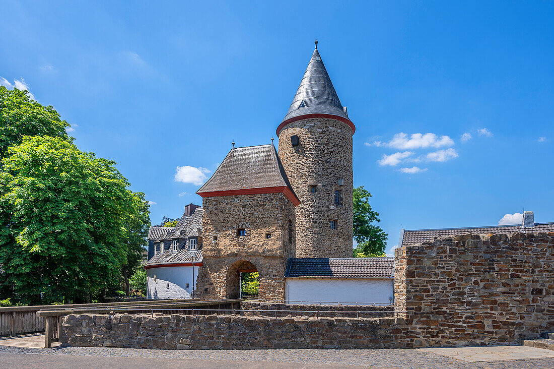  The Witch&#39;s Tower, part of the former Rheinbach Castle, Rheinbach, Eifel, North Rhine-Westphalia, Germany 