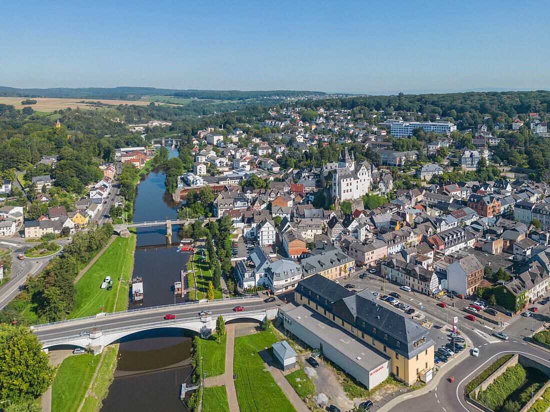  Aerial view of Diez an der Lahn, Westerwald, Lahntal, Taunus, Rhineland-Palatinate, Germany 
