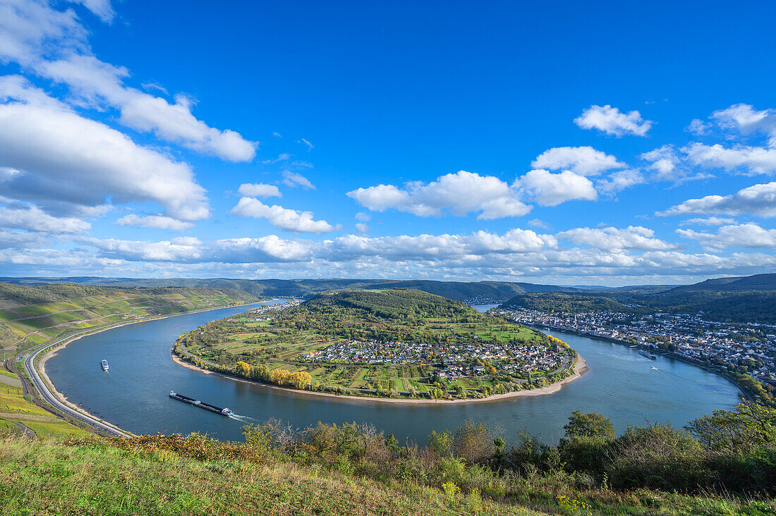 Rheinschleife bei Boppard, Rheintal, Rheinland-Pfalz, Deutschland