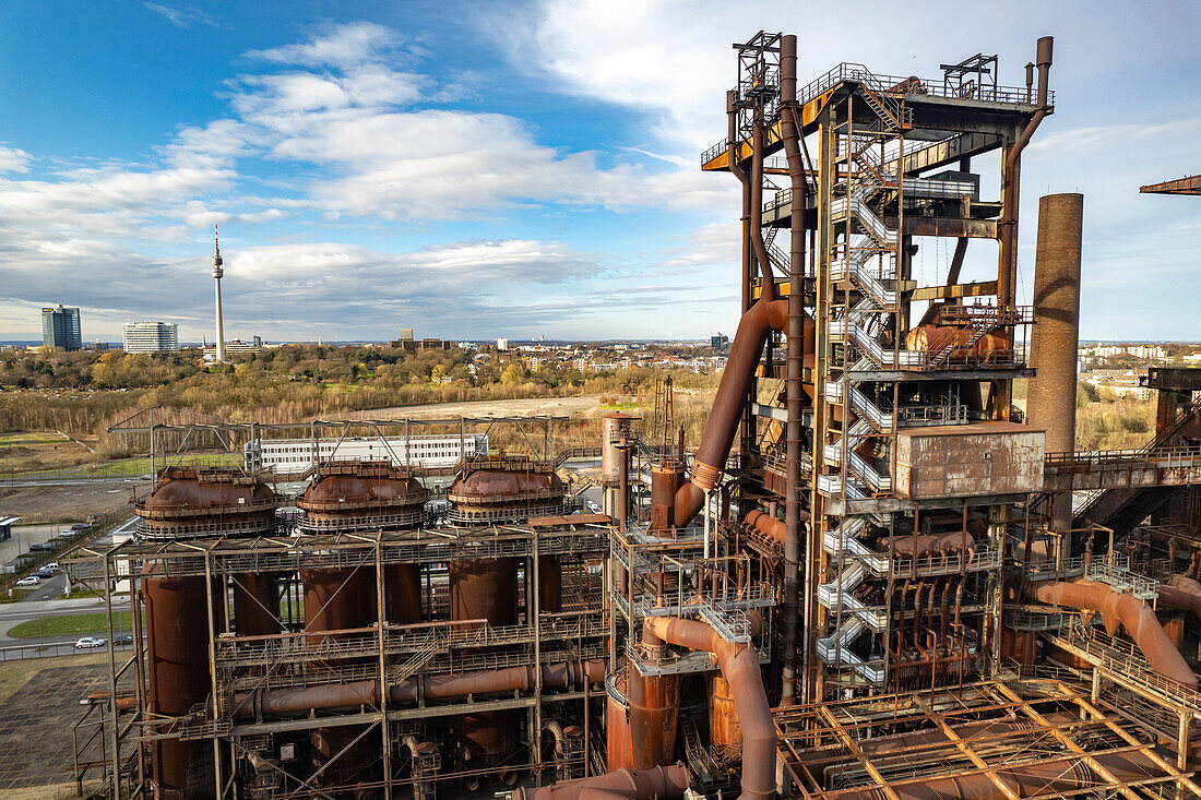 Industrieruine Hochofenwerk Phönix West in Dortmund aus der Luft gesehen, Nordrhein-Westfalen, Deutschland, Europa  