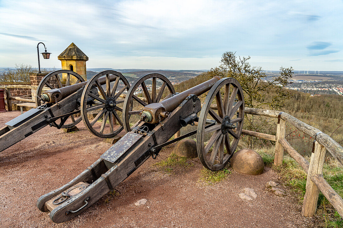  The cannons on the Wartburg ski jump, UNESCO World Heritage Site in Eisenach, Thuringia, Germany    