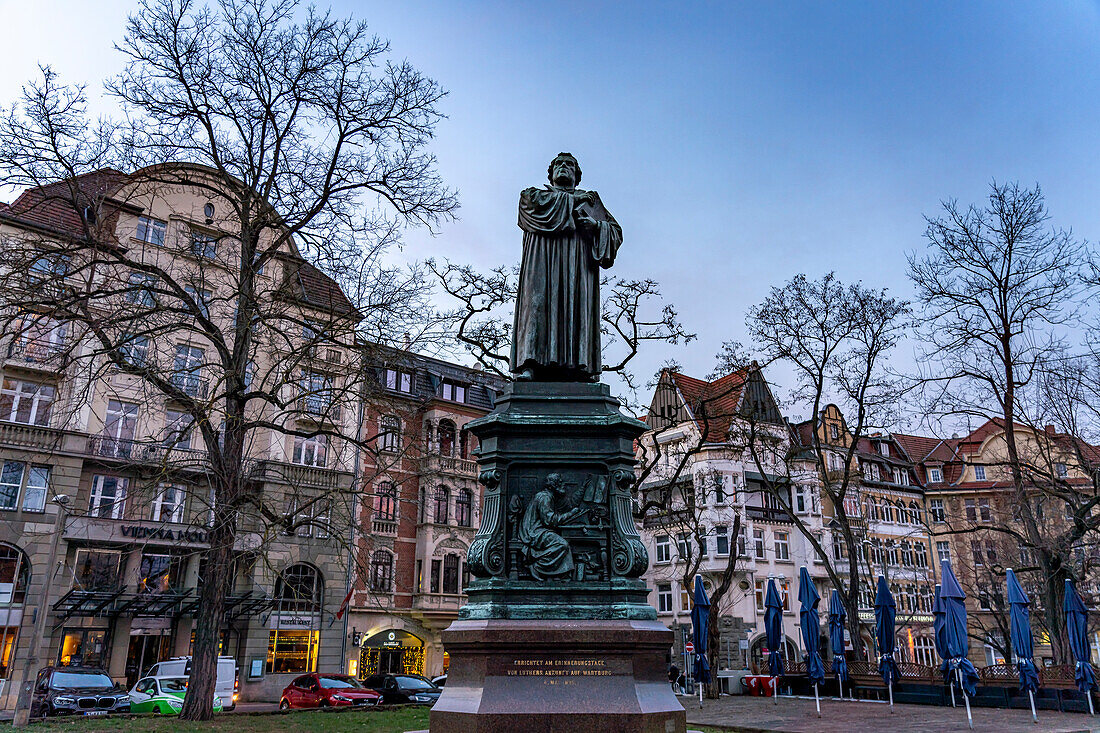  The Luther monument on Karlsplatz in Eisenach, Thuringia, Germany    