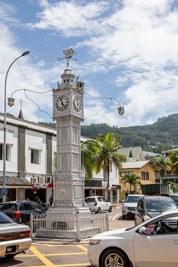 Uhrenturm (Clock Tower) in Victoria - der Hauptstadt der Seychellen, Victoria, Mahe, Seychellen, Afrika