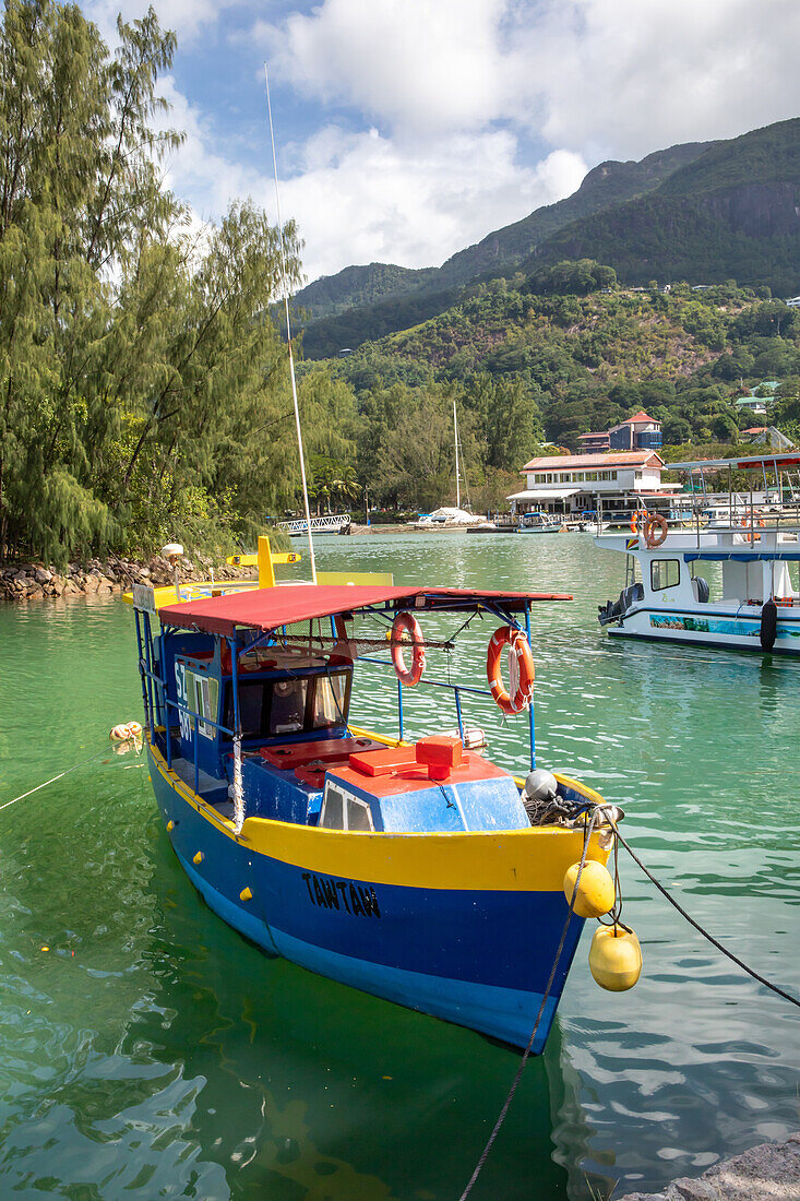  Fishing boat in the harbor of Victoria - the capital of the Seychelles, Victoria, Mahe, Seychelles, Africa 