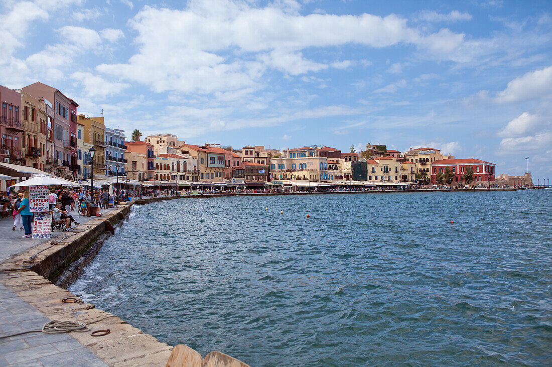  Promenade at the Old Venetian Harbor, Chania, Crete, Mediterranean, Greece 