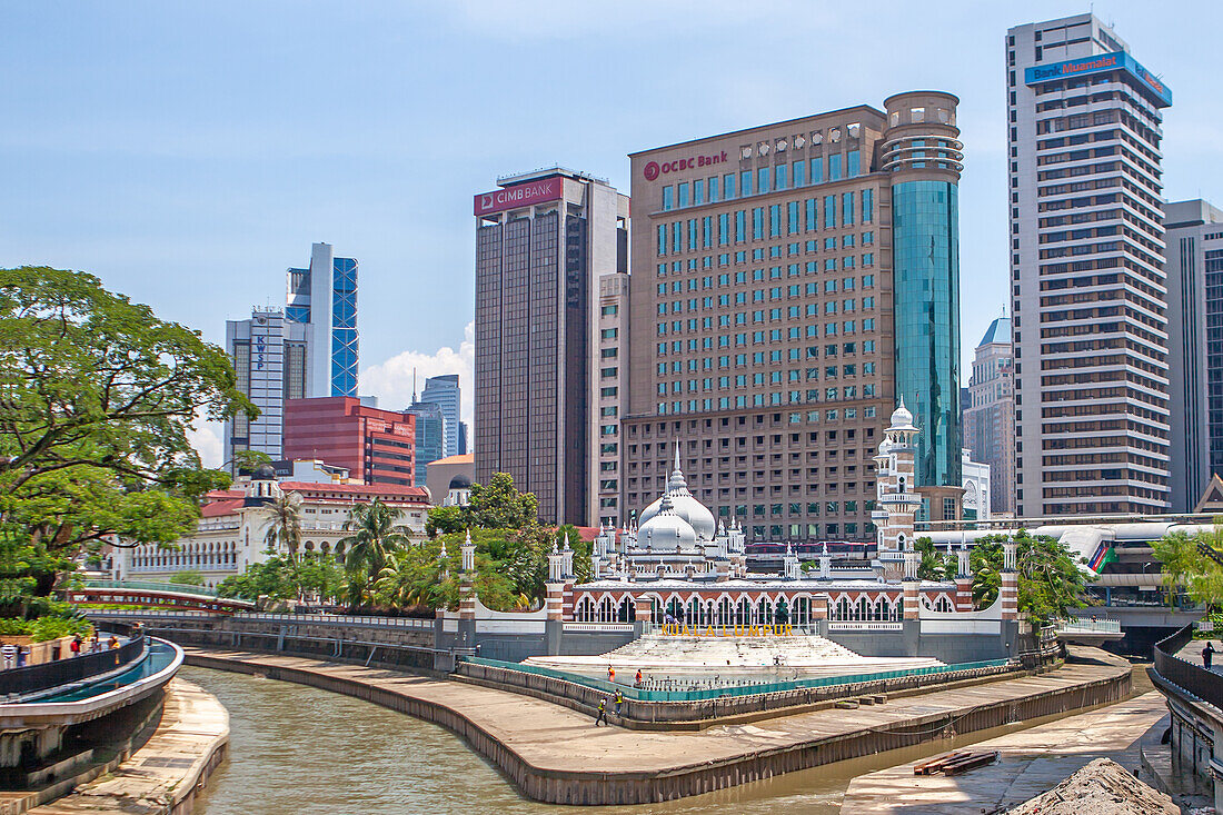 Jamek Moschee am Zusammenfluss der Flüsse Klang und Gombak, Kuala Lumpur, Malaysia, Südostasien, Asien