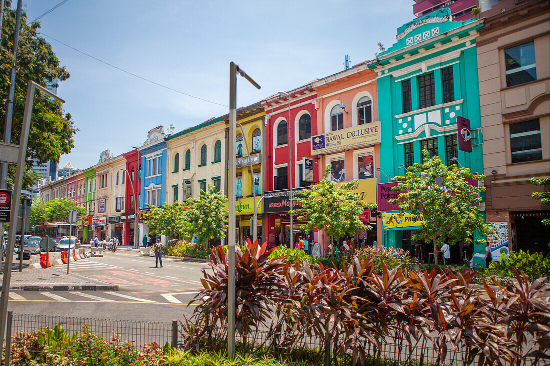 Bunte Häuser in Kuala Lumpur, Kuala Lumpur, Malaysia, Südostasien, Asien