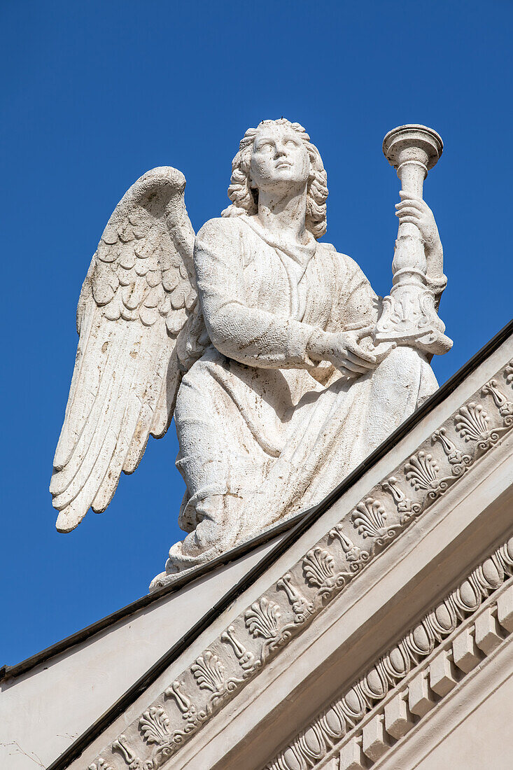  Sculpture on the church of San Rocco all&#39;Augusteo, Campo Marzio, Rome, Lazio, Italy 