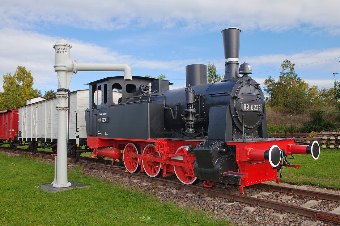  Old steam locomotive in the Magdeburg Science Harbor, Magdeburg, Saxony-Anhalt, Germany 