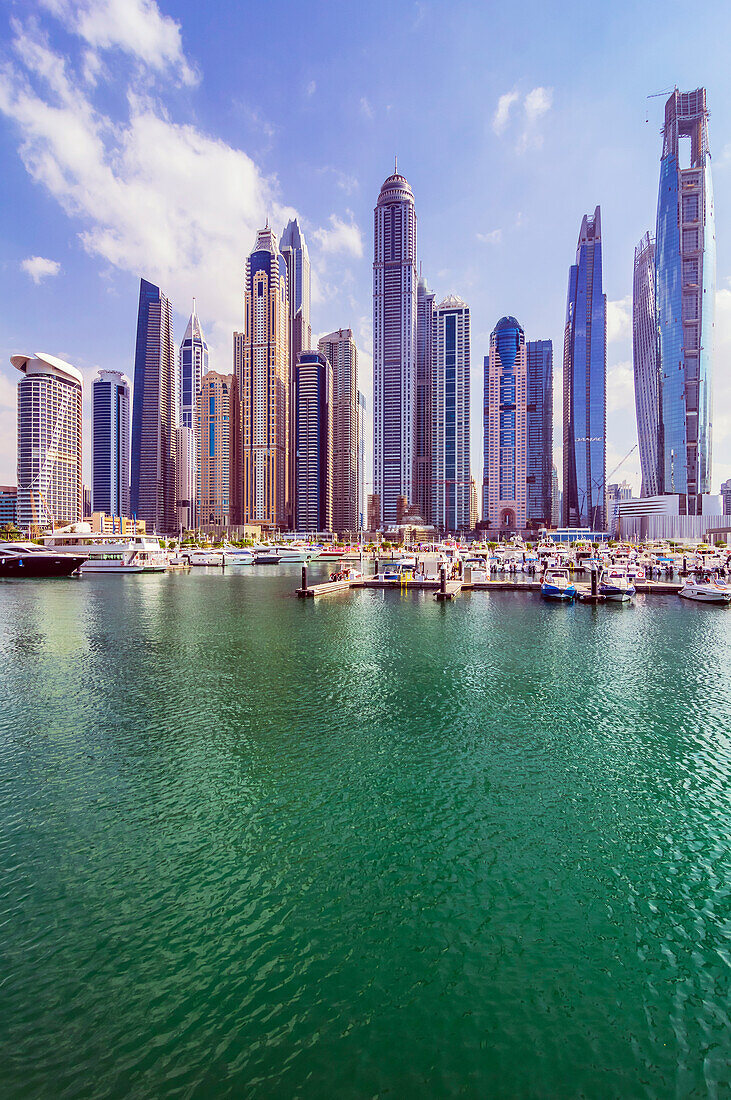  Views of Dubai Marina with yachts and skyscrapers, Dubai, United Arab Emirates, Middle East 