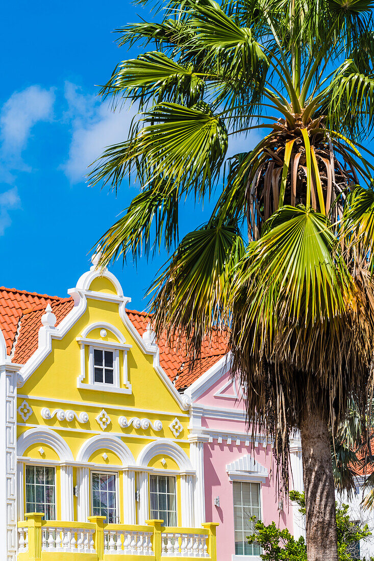 Häuserzeile im Kolonialstil, Oranjestad, Aruba, Niederlande, Kleine Antillen