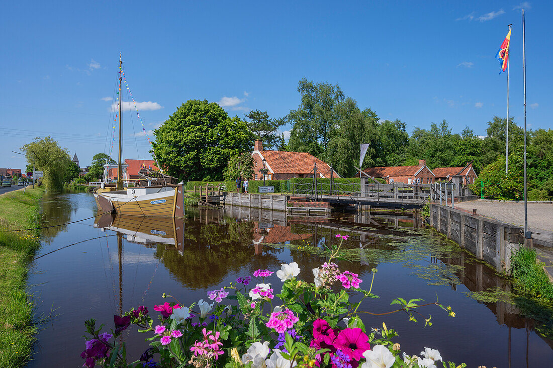  Peat barge at the Moormuseum Papenburg, Emsland, Lower Saxony, Germany 