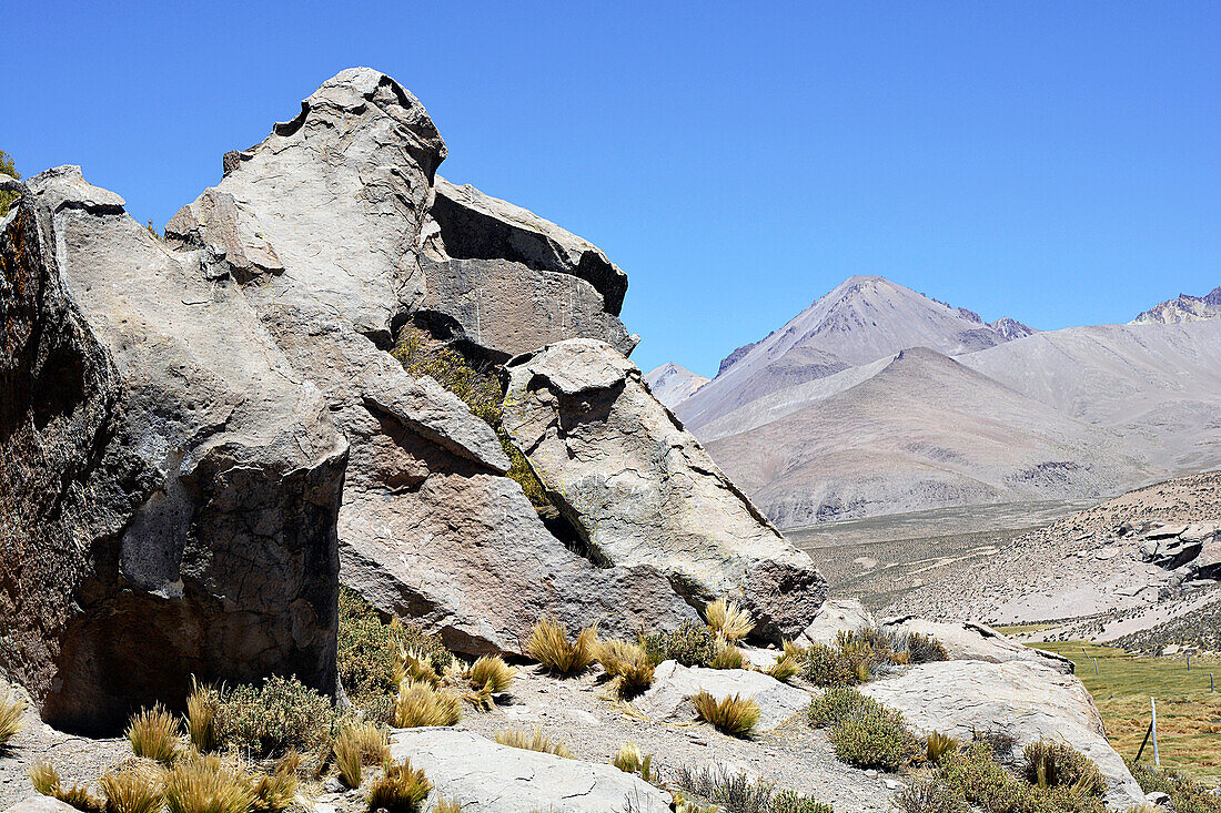  Chile; northern Chile; Arica y Parinacota Region; Lauca National Park; bizarre rock formations 