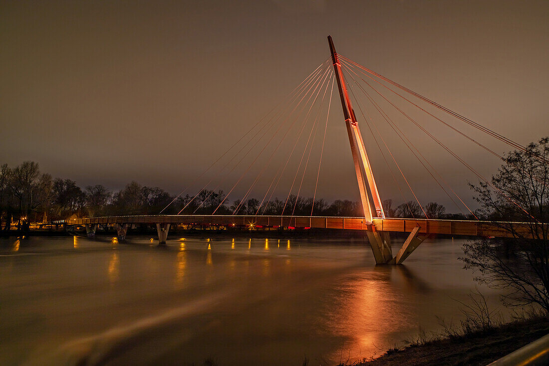  Rotehorn Bridge at the Cracau Waterfall, Magdeburg, Saxony-Anhalt 