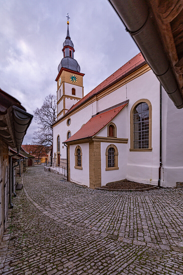 Die Kirchenburg in Hüttenheim, Willanzheim, Kitzingen, Unterfranken, Franken, Bayern, Deutschland, Europa