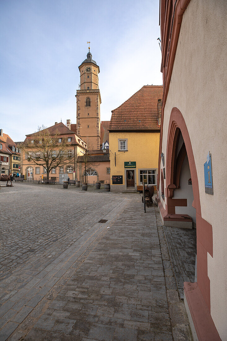  The market square in Volkach, Kitzingen, Lower Franconia, Franconia, Bavaria, Germany, Europe 