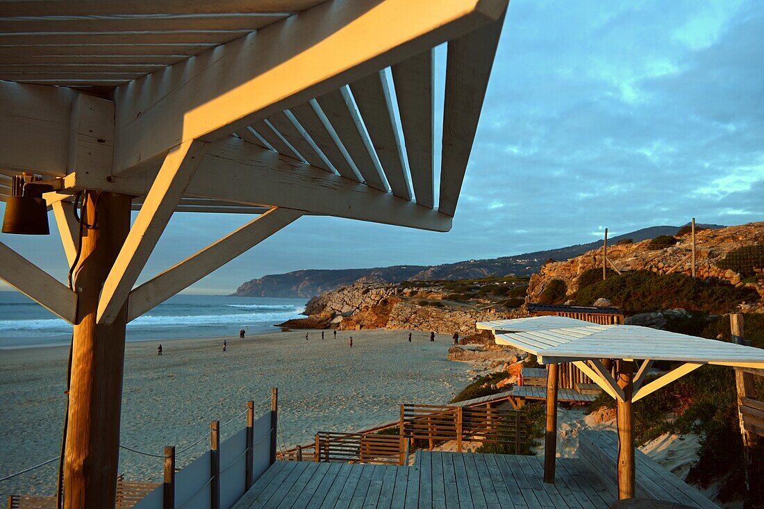 Strand Praia do Guincho bei Sonnenuntergang, Atlantik, bei Cascais, Region Lissabon, Portugal