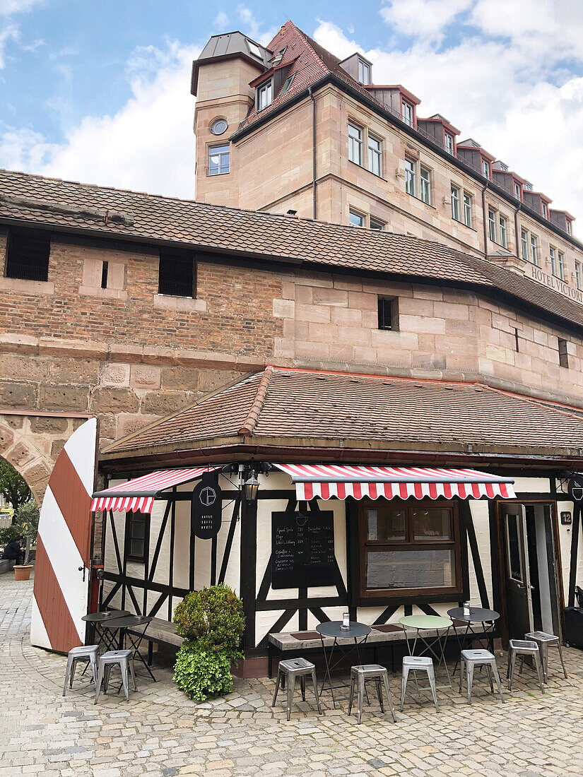  Craftsmen&#39;s courtyard at the Frauentorturm in Nuremberg, Bavaria, Germany 