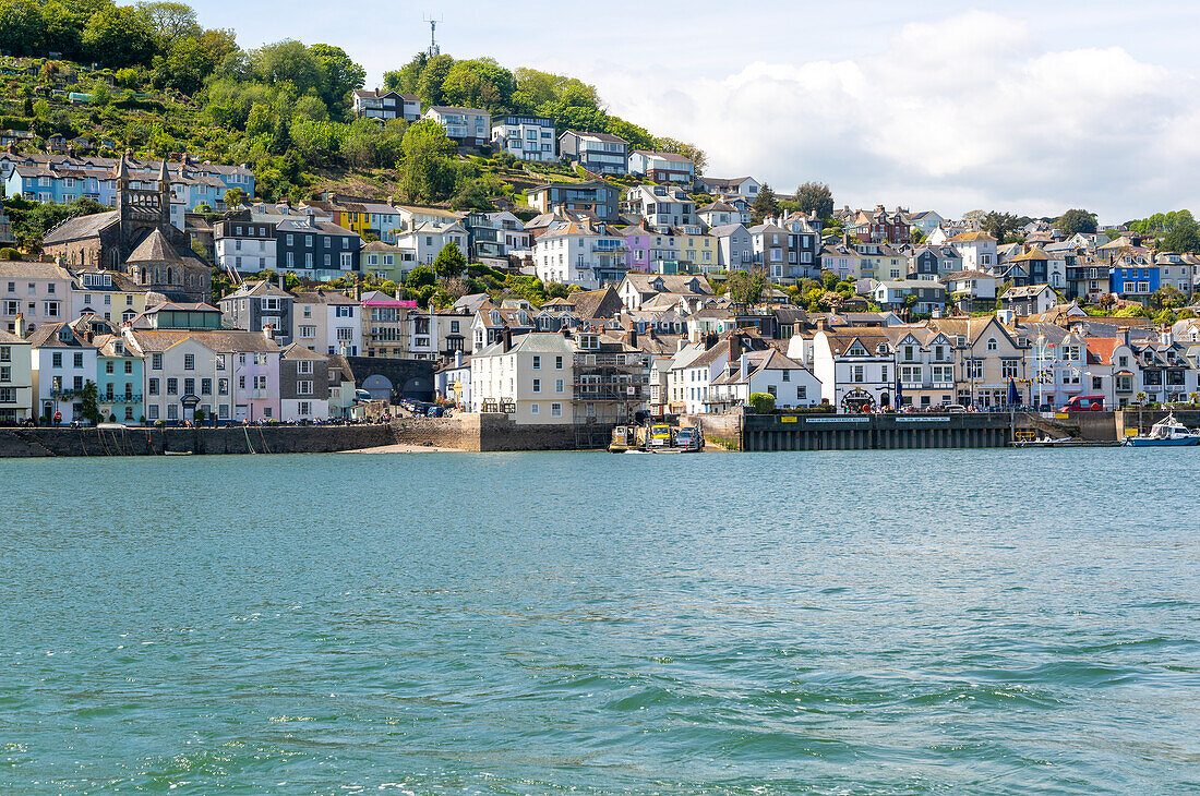 View across River Dart estuary to Dartmouth from Kingswear, Devon, England, UK