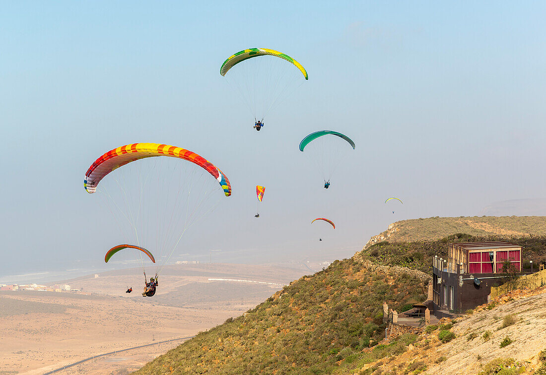 Paragliding, Tamellalt, Südmarokko, Nordafrika,