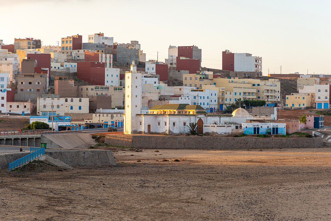 Mosque by beach, Sidi Mohammed Ben Abdellah, Mirleft, Morocco, north Africa