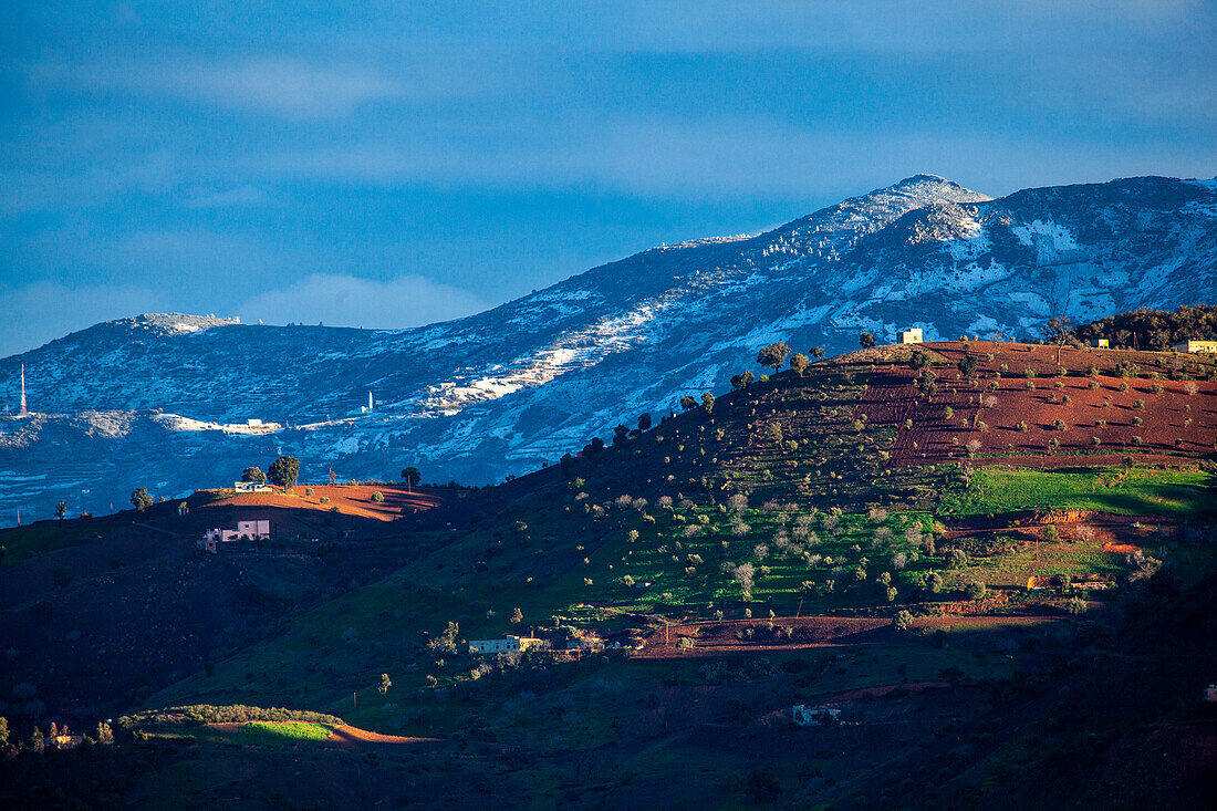  North Africa, Morocco, north, hilly landscape, agriculture, houses, 