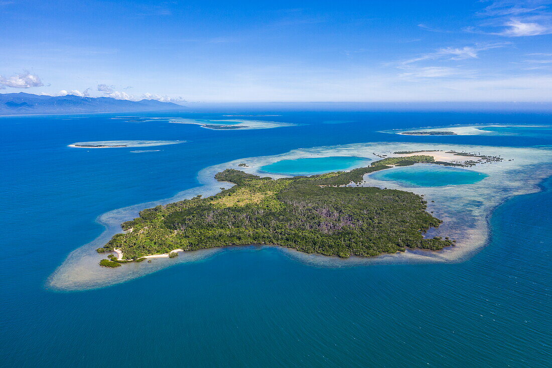 Luftaufnahmen von Frazer Island, Honda Bay, in der Nähe von Puerto Princesa, Palawan, Philippinen, Südostasien