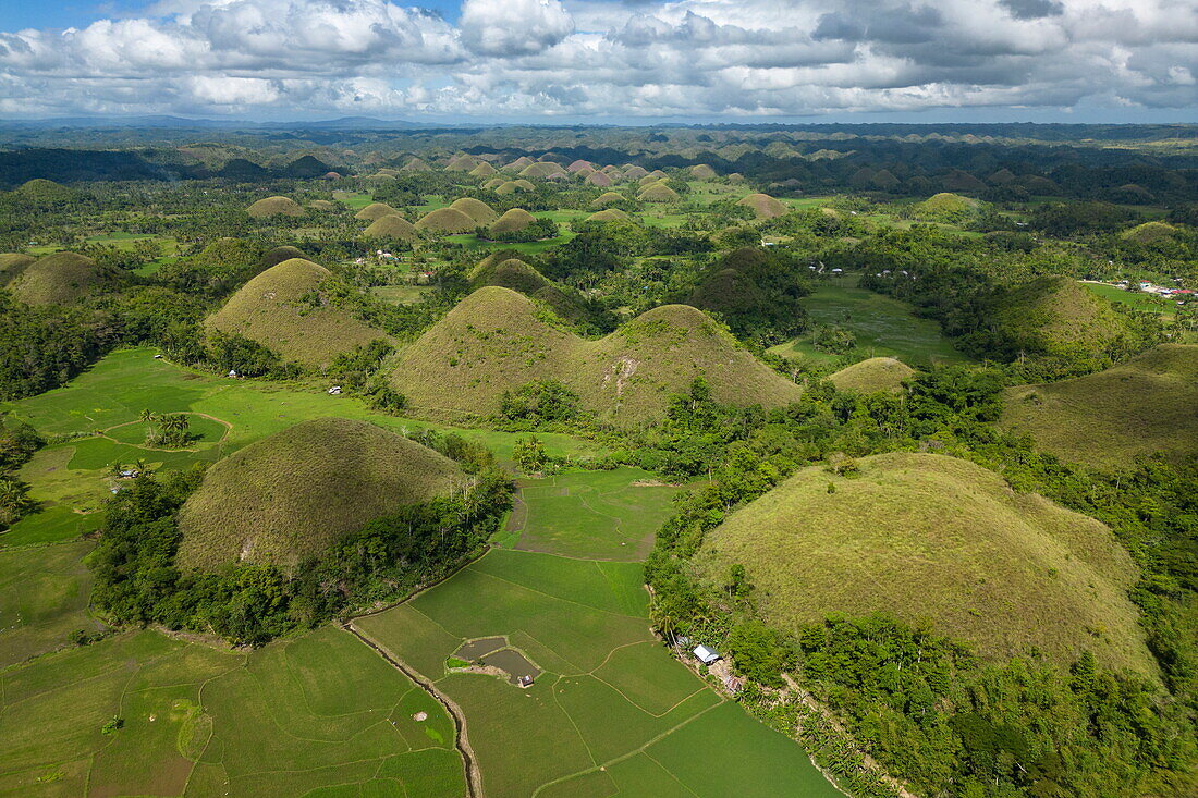  Aerial view of the Chocolate Hills geological formation, near Carmen, Bohol, Philippines 