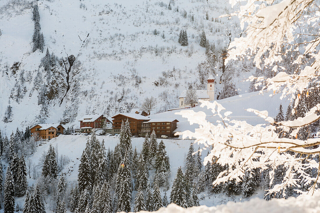  Snowy mountain landscape, Damüls, Bregenzerwald, Vorarlberg, Austria 