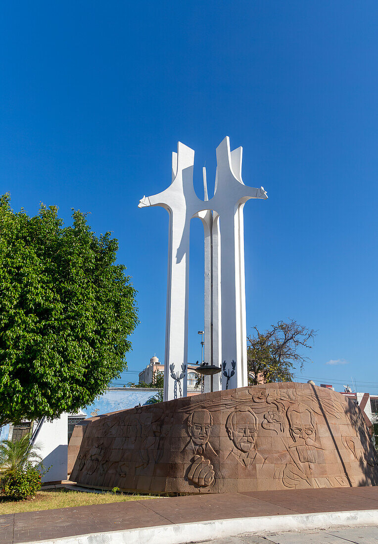 Independence monument in Barrio San Roman, Campeche city, Campeche State, Mexico