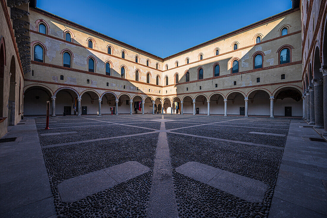 Rocchetta Innenhof, Burg Castello Sforzesco, Mailand, Lombardei, Italien, Europa