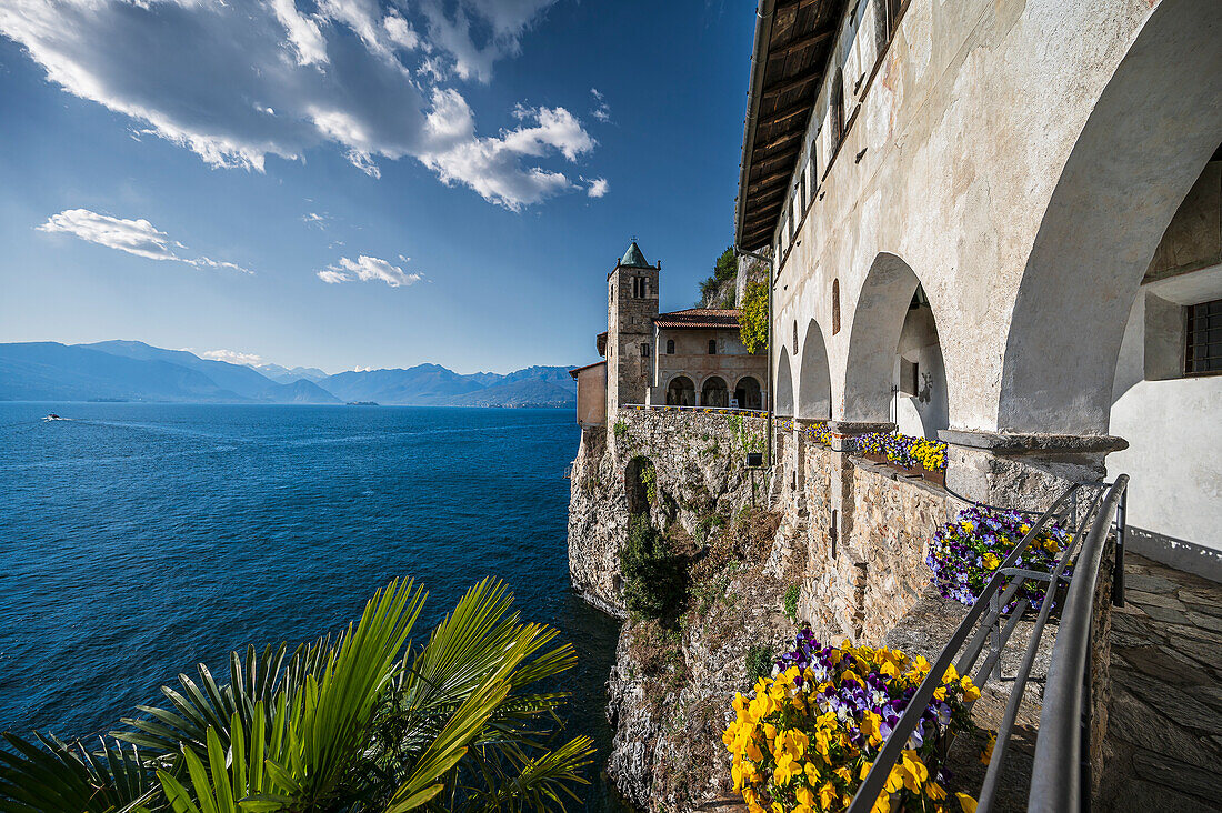  Monastery of Santa Caterina del Sasso, Province of Varese, Lake Maggiore, Lombardy, Italy, Europe 