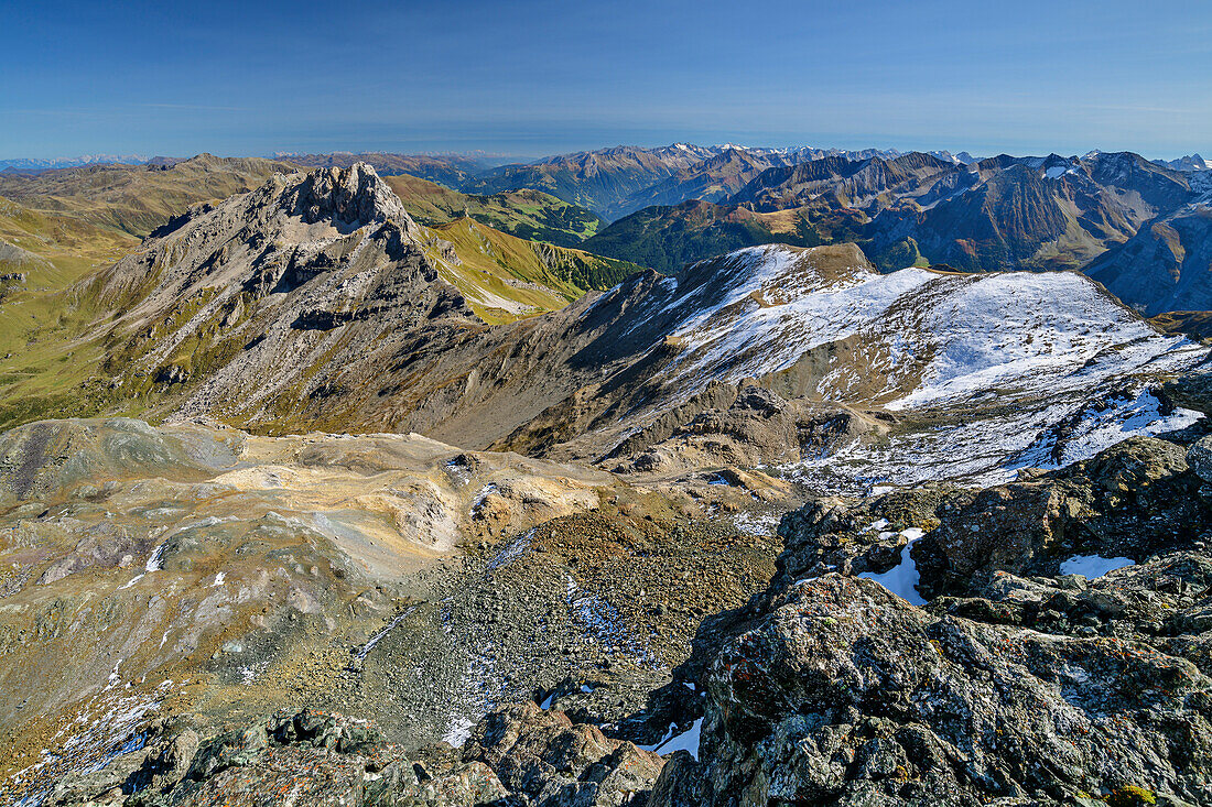  View of Kalkwand and Zillertal Alps, from Geier, Tux Alps, Zillertal, Tyrol, Austria 