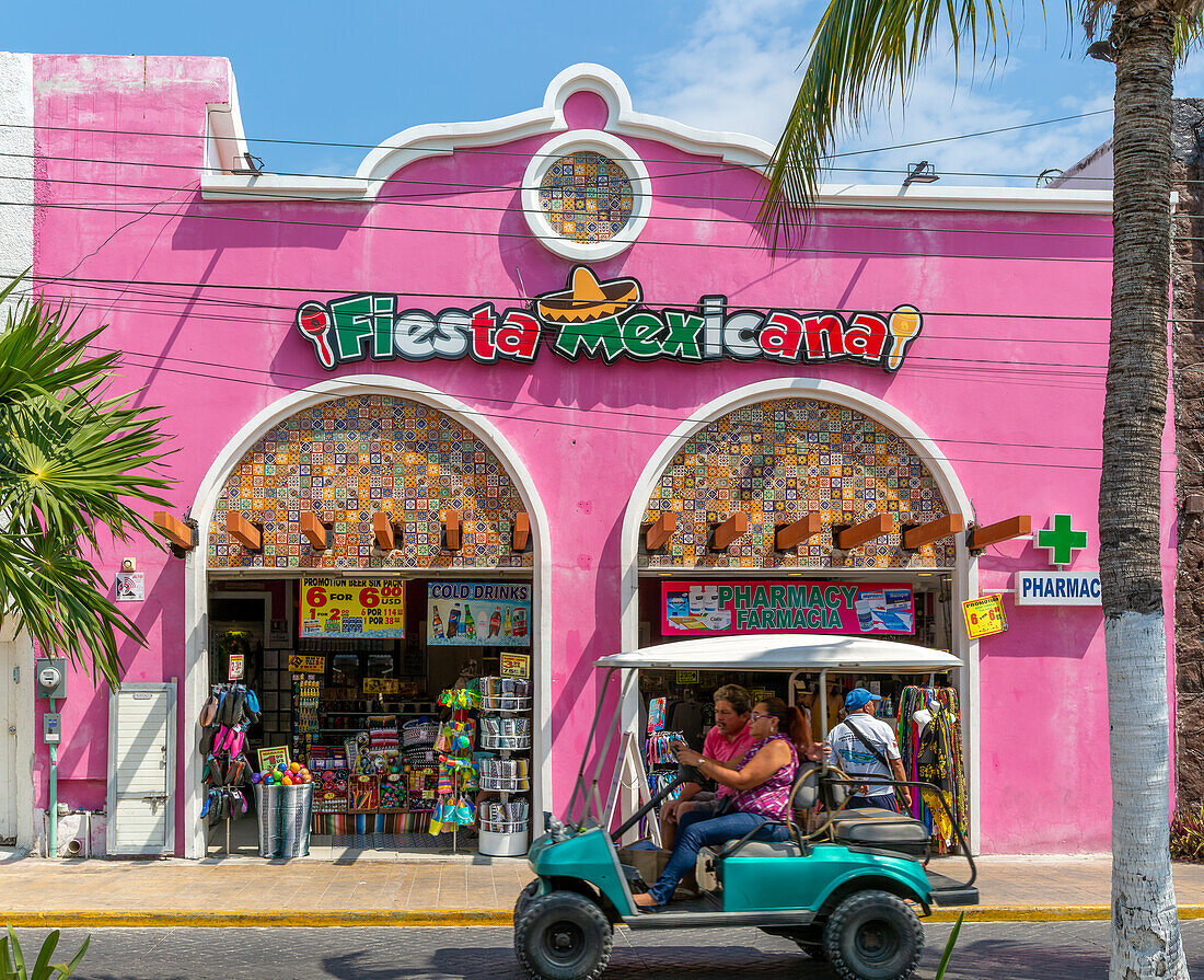 Fiesta Mexicana pharmacy and souvenir tourist shop, Isla Mujeres, Caribbean Coast, Cancun, Quintana Roo, Mexico