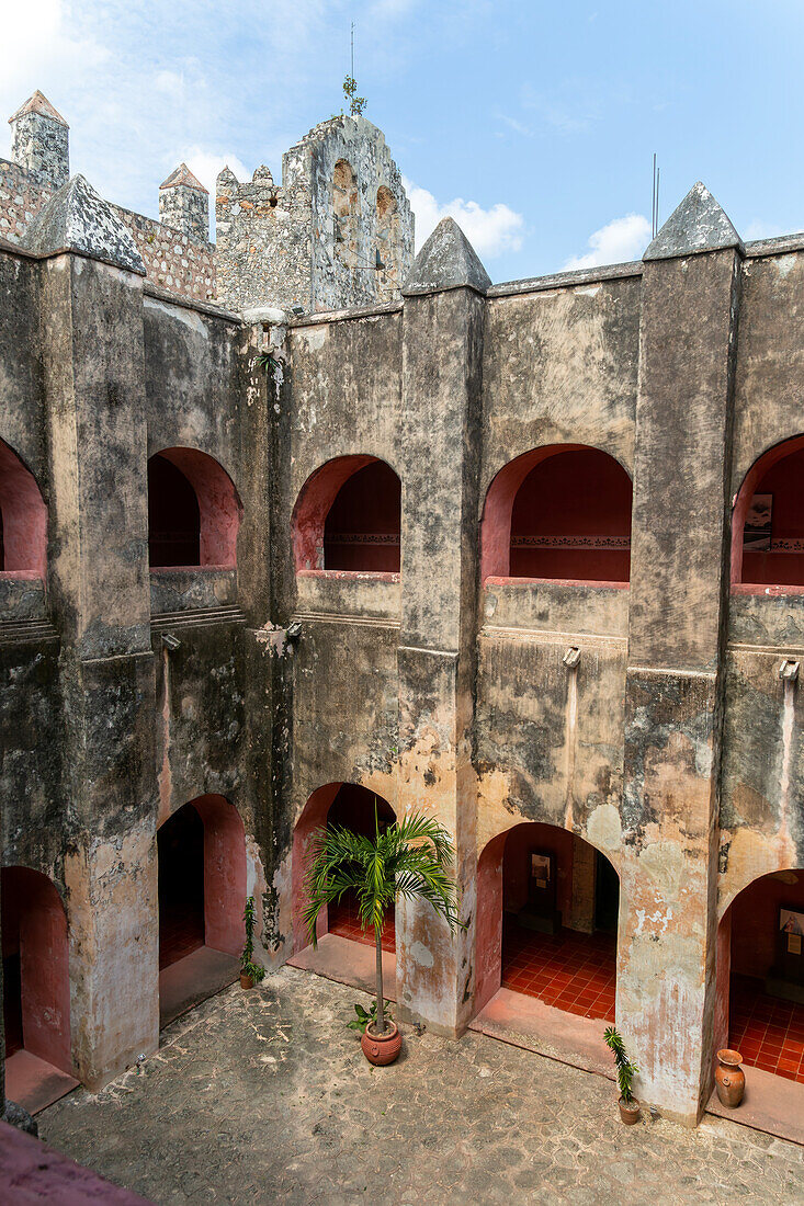 Interior courtyard of Convent of San Bernardino of Sienna, Valladolid, Yucatan, Mexico