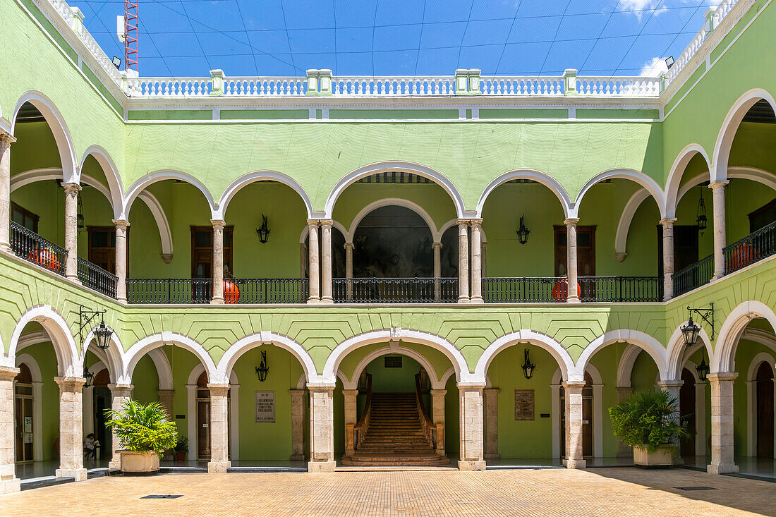 Courtyard interior of Governor's Palace government building, Palacio de Gobierno, Merida, Yucatan State, Mexico