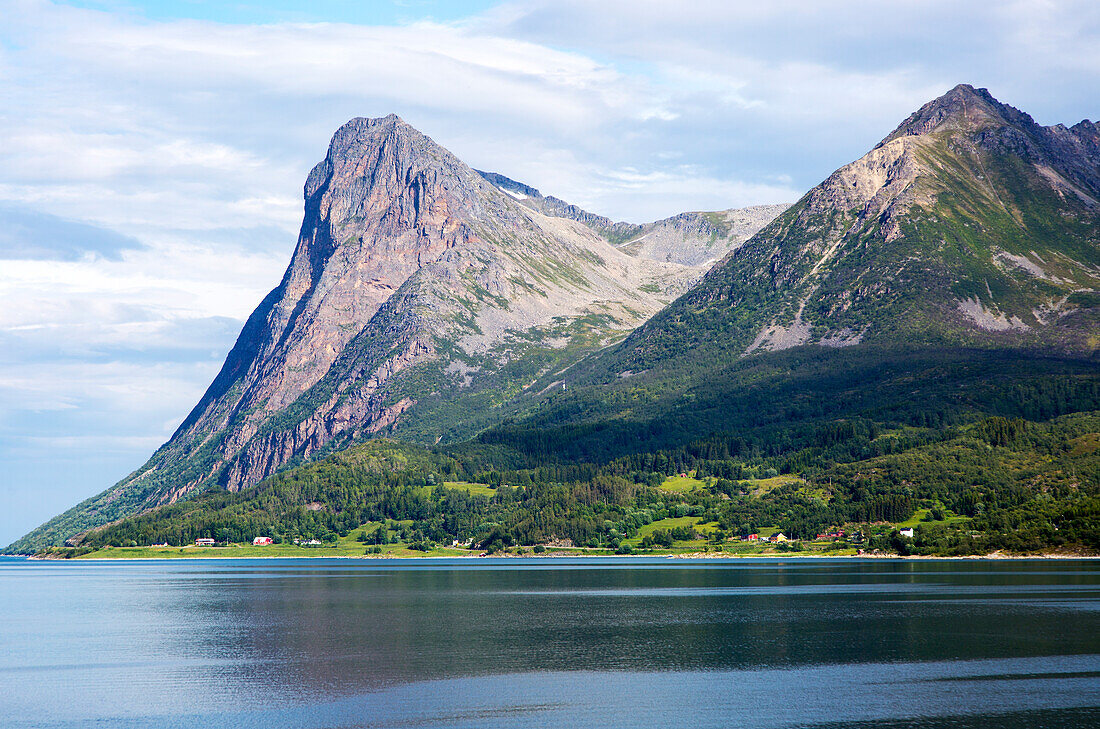 Steep mountains on  Grytoya island, Troms county,  northern Norway