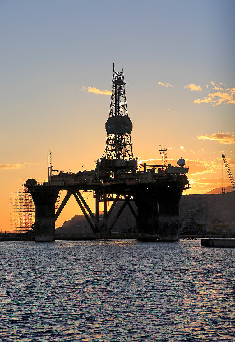 Oil rig repair in harbour city of Almeria, Spain