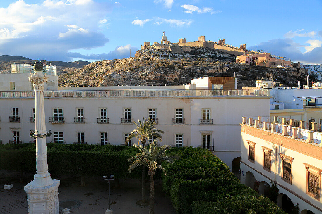 Mirador del Cerro de San Cristobal, Plaza Vieja, Plaza de la Constitucion, City of Almeria, Spain